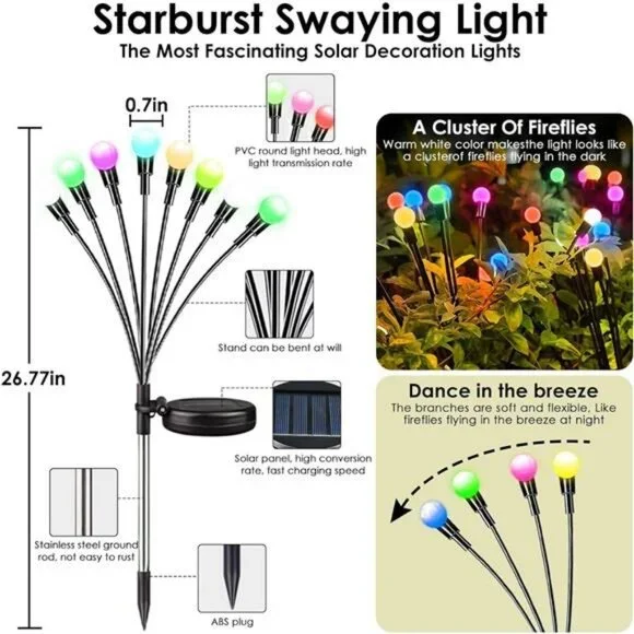 RGB Color Changing 8Pack 64LED Solar Garden Lights - Solar Lights Outdoor